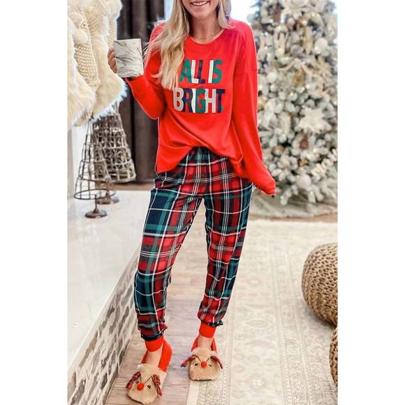 NEW LIAM & COMPANY all is bright christmas pajama set in multicolor - Picture 3 of 5